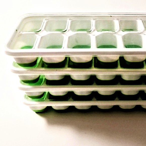 Silicone Ice Cube Freezer Trays ~ LIME ~ Set 4 Stack Trays w/Snap Lids ~ Durable - Picture 4 of 11